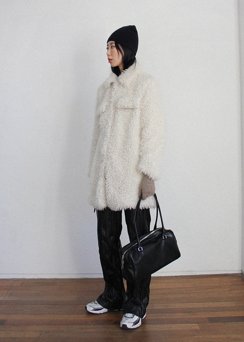 scrunch fake fur long coat