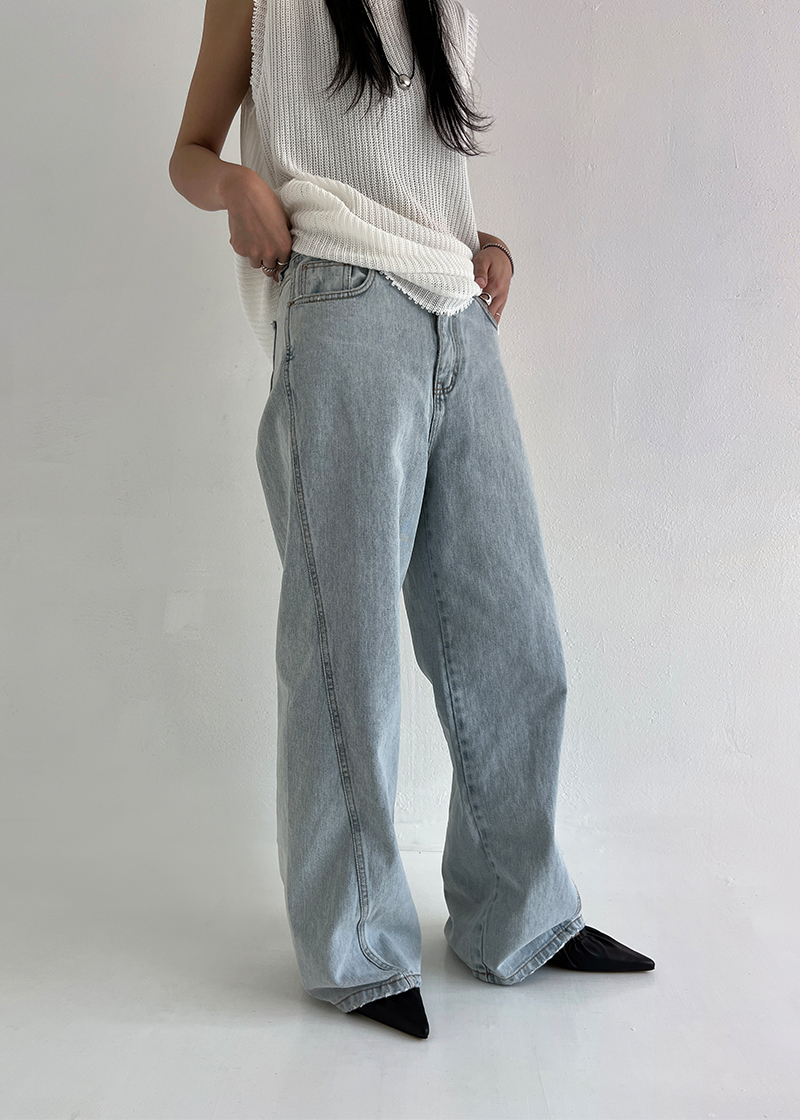 light blue wide denim pants (s/m)