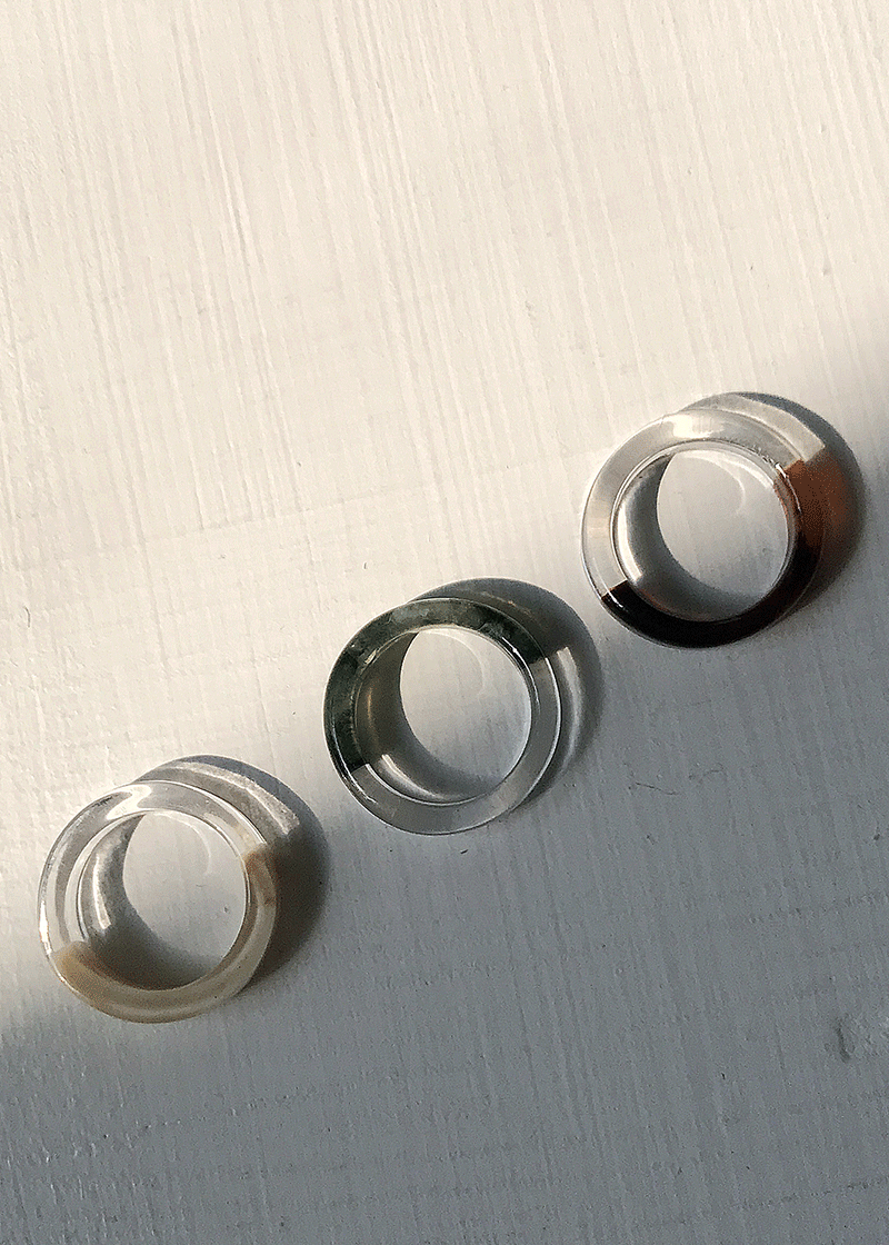 half marbling clear rings (3set)