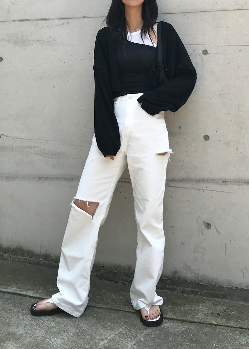double cut white jeans (s/m)