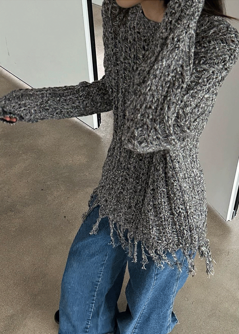fringe long knit (3c)