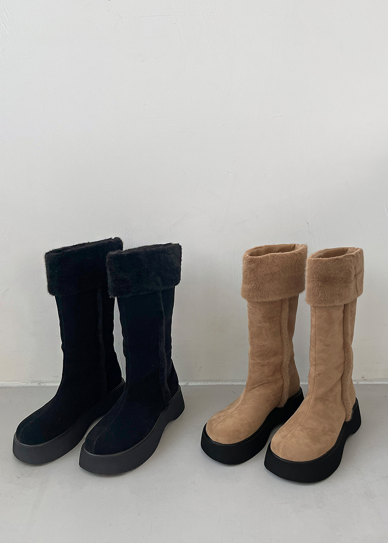 fur platform middle boots (230-255)