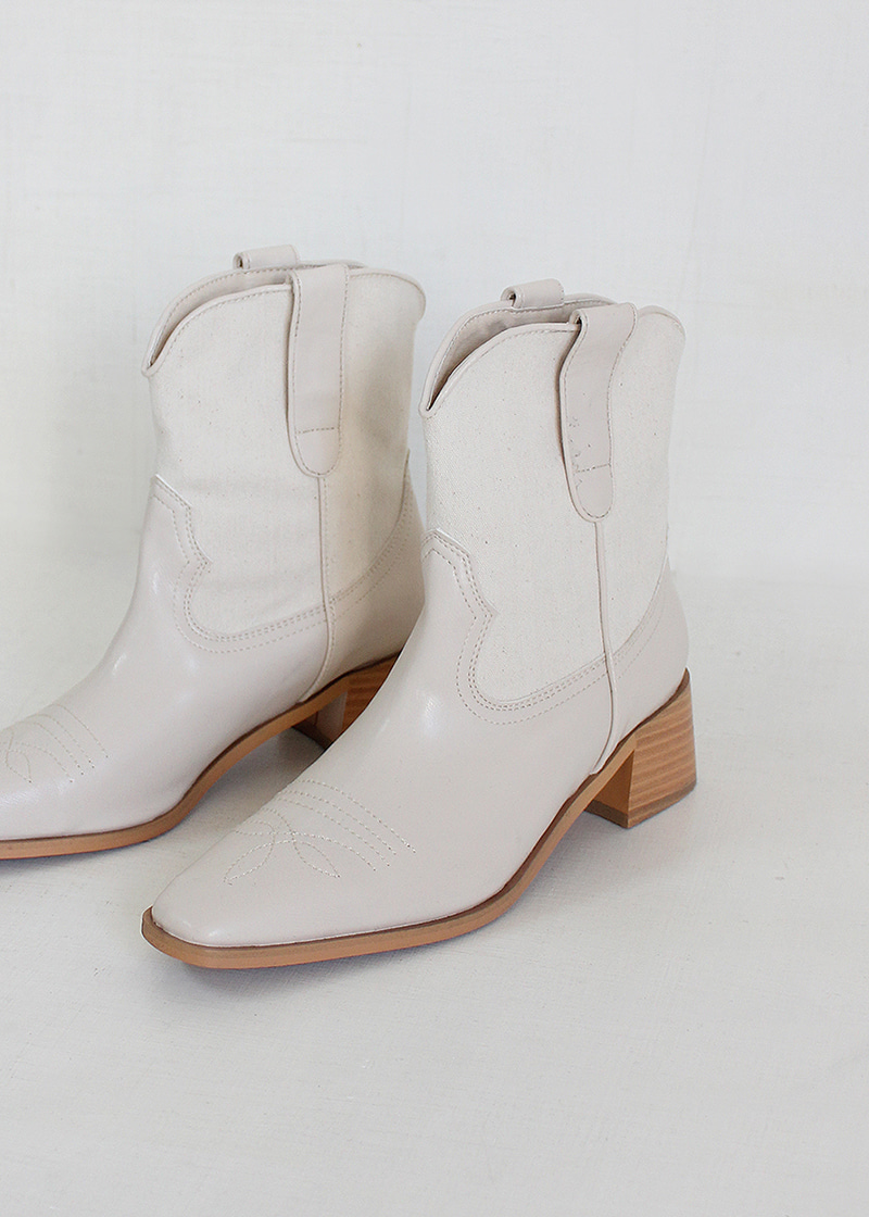 linen pointed stitch western boots (30-50)