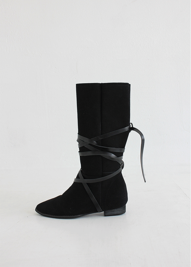 leather strap suade boots (2c)